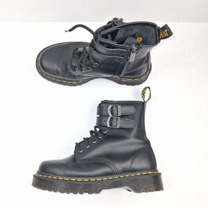Dr. Marten 1460 Double Strap Smooth Black Leather Side Zip Boots